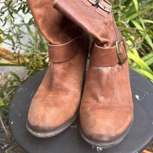 Lucky Brand Brown Leather Buckle Boots